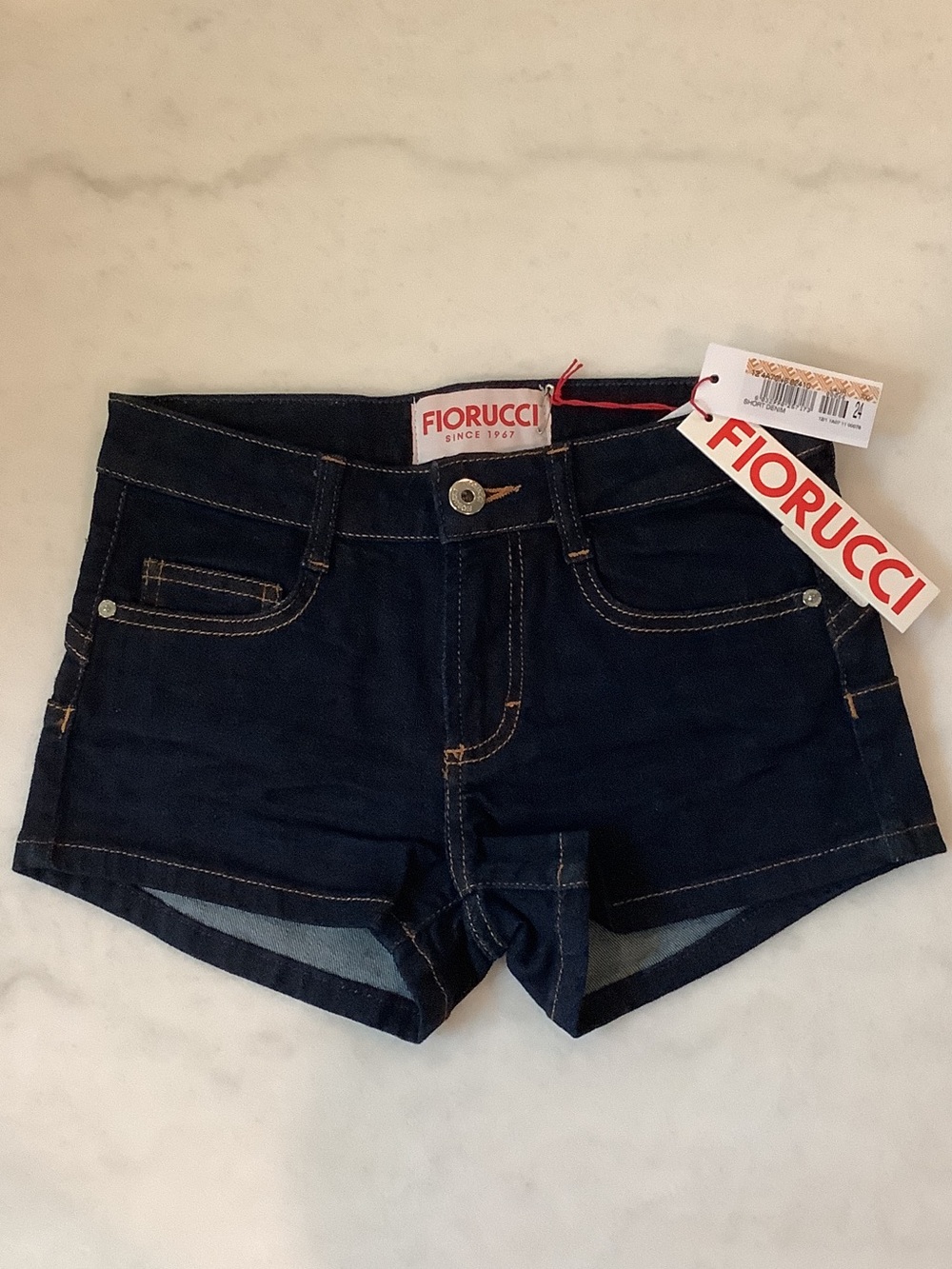 Fiorucci Naomi Campbell  Campbell Dark Indigo Denim Jean Shorts, Brand New